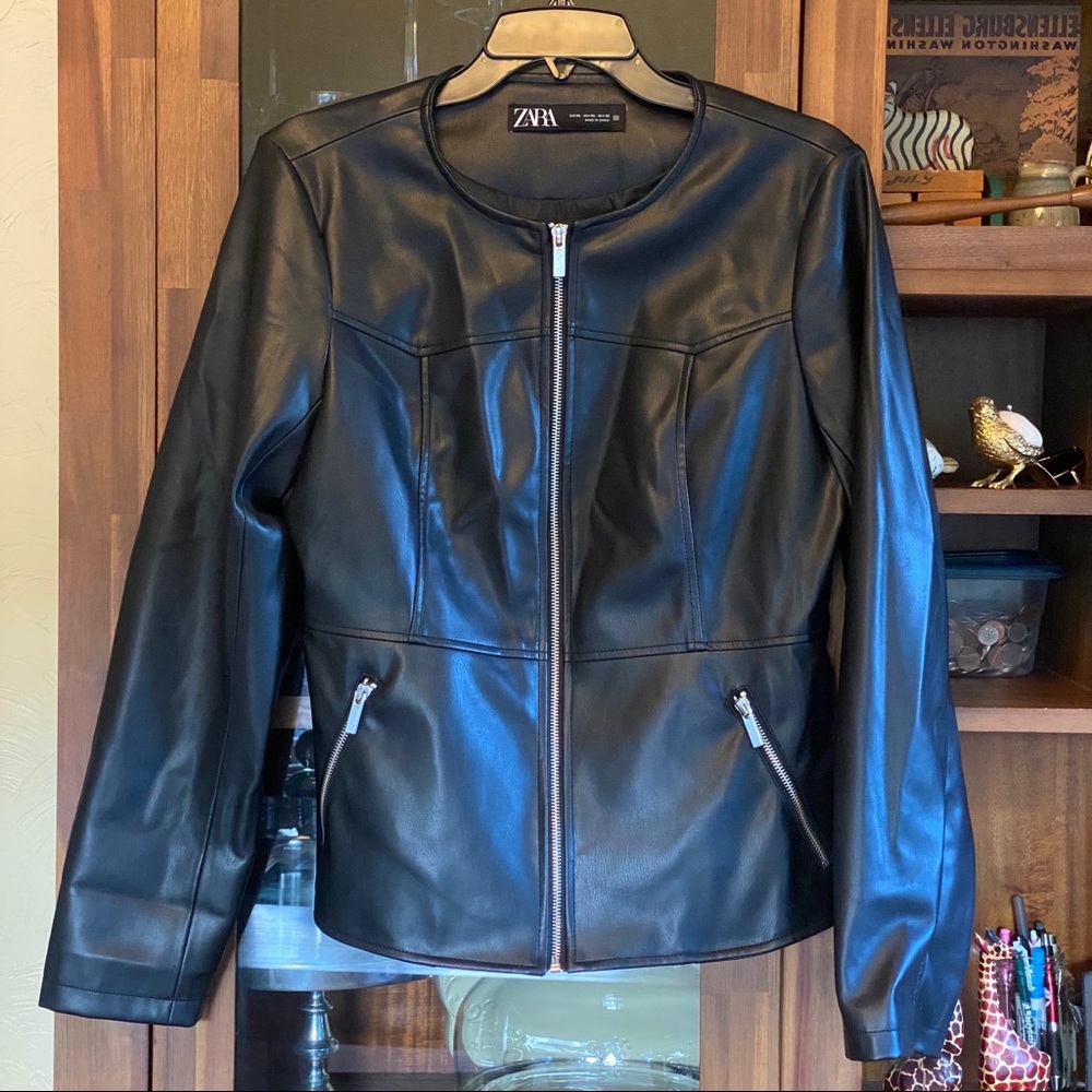 Black leather Zara jacket.